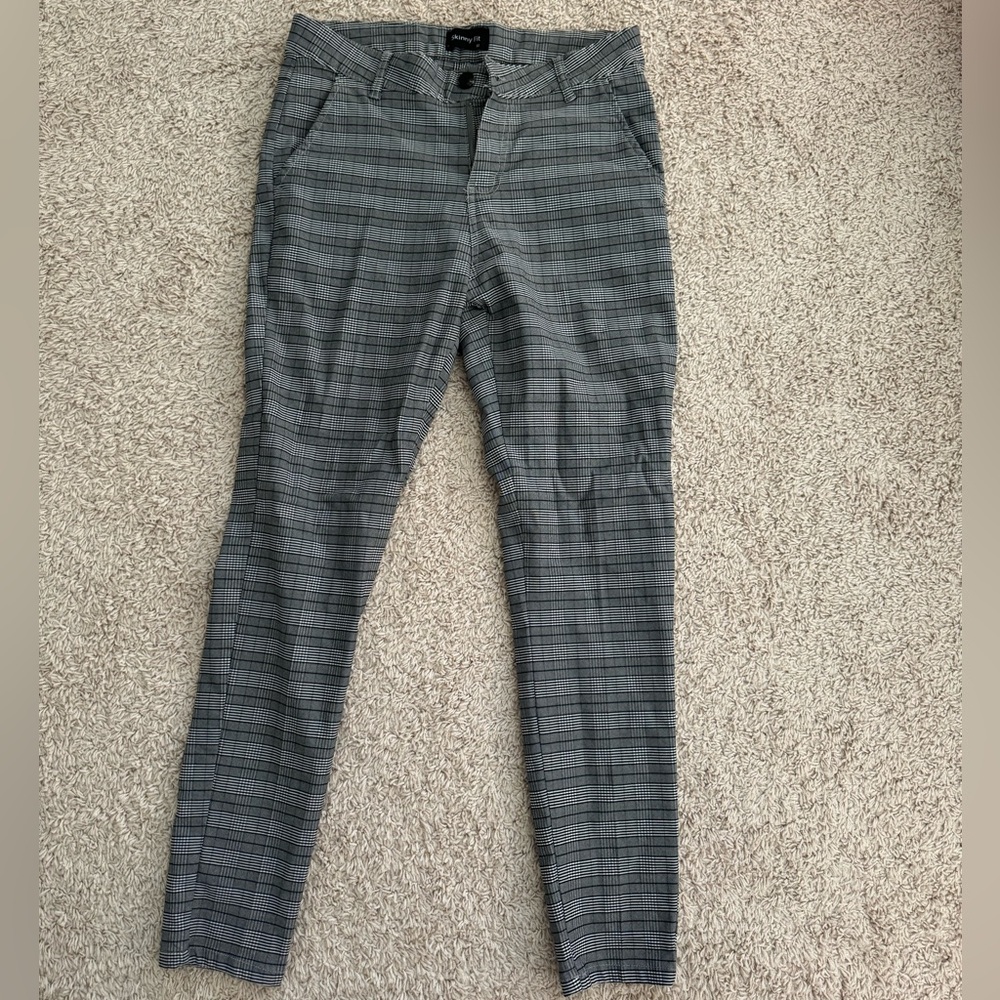 Skinny plaid dressy trouser pant men